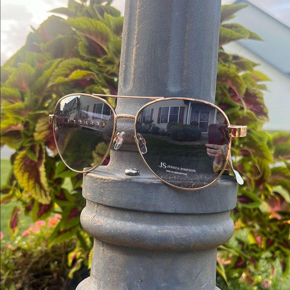Jessica Simpson Rose Gold Aviator Sunglasses